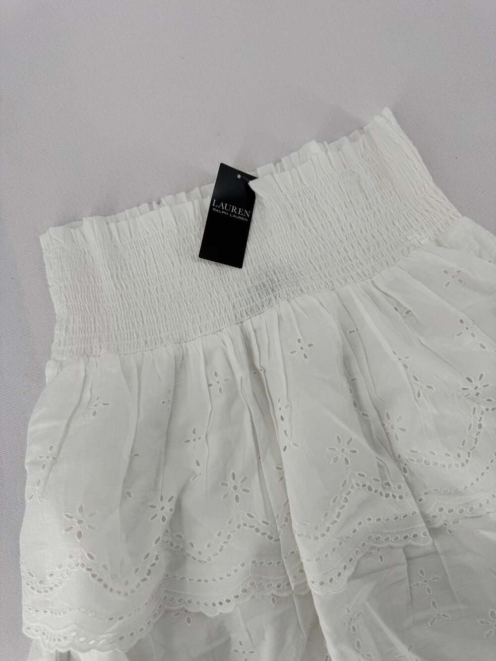 Lauren Ralph Lauren Smocked Tiered Skort Size 4 White Eyelet
